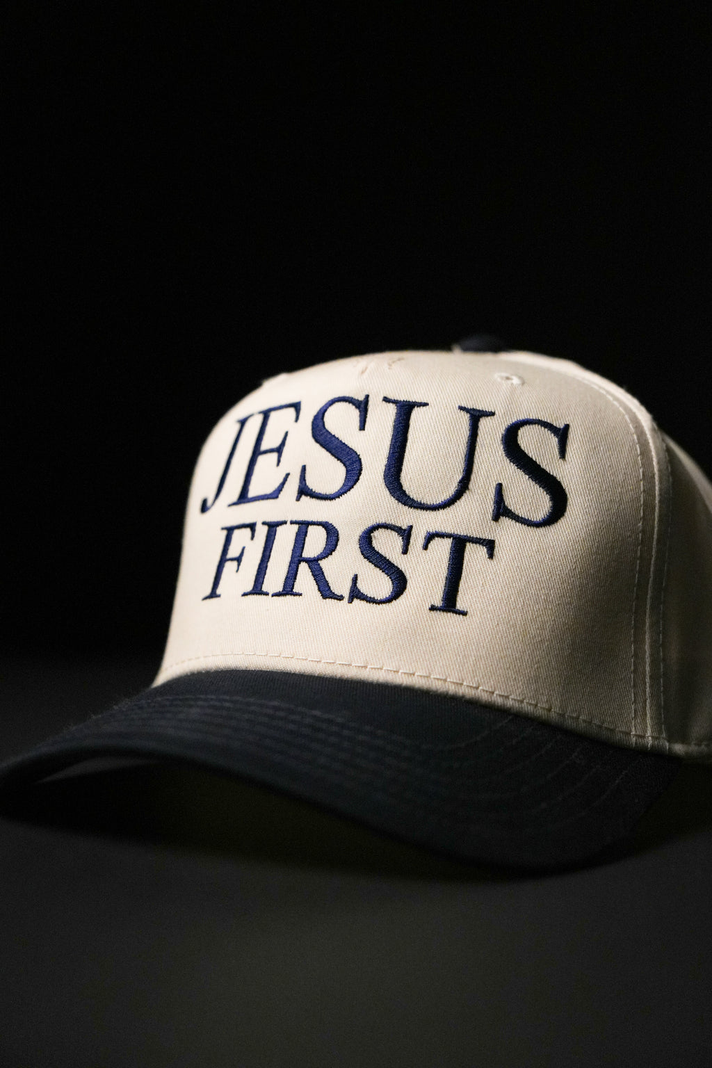 Jesus First Navy/Natural Hat (Embroidered)