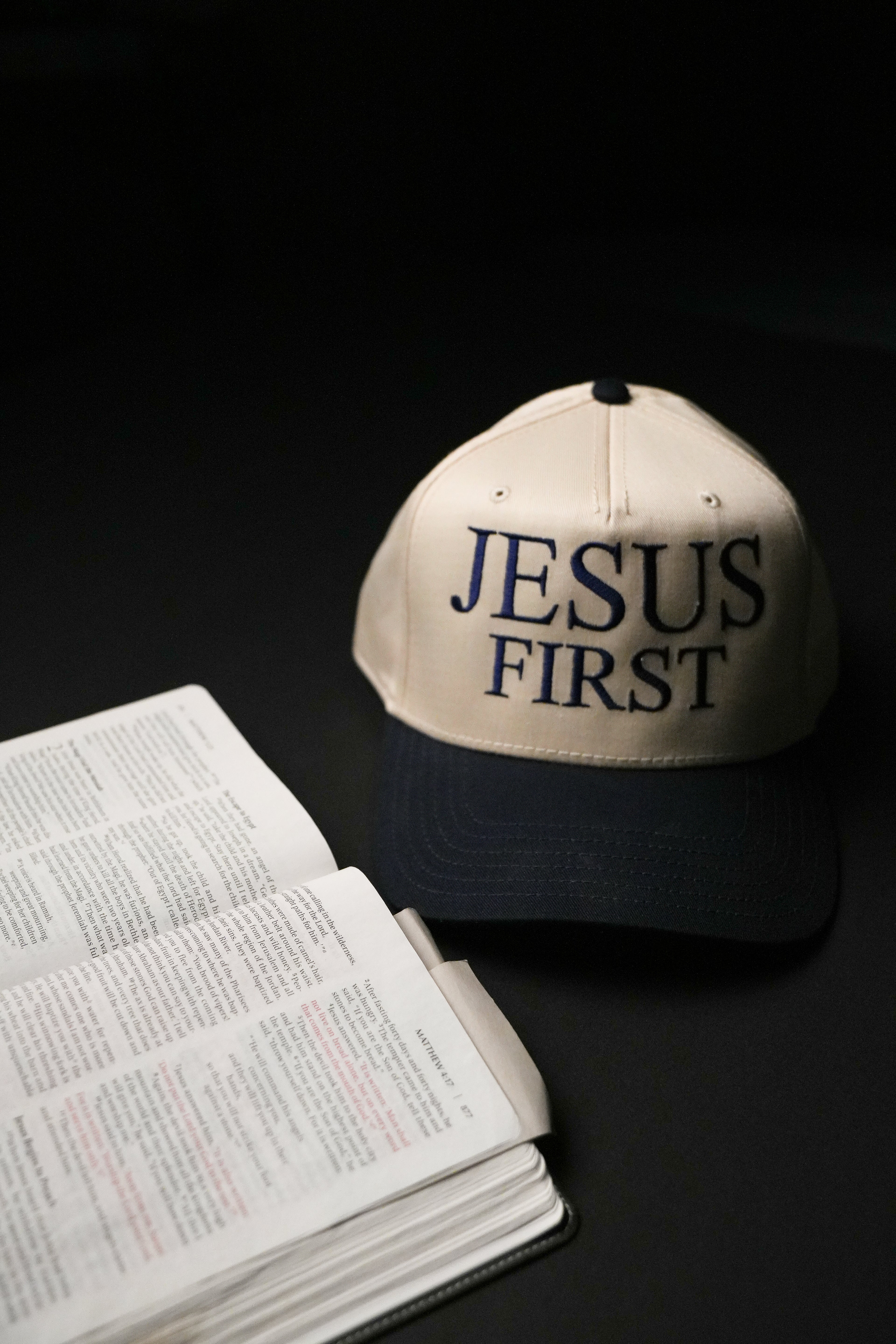 Jesus First Navy/Natural Hat (Embroidered)